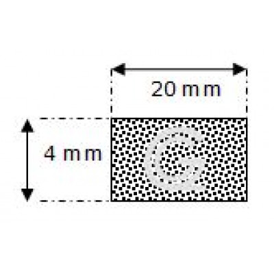 Rechthoekig mosrubber snoer | 4 x 20 mm | rol 100 meter